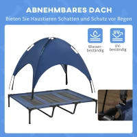 PawHut Huisdierbed met Hemel, Ademend Hondenbed, blauw, 122 x 92 x 108 cm(m-6)