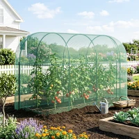 Outsunny Vogelbeschermingsnet, metalen frame, ritssluitingdeur, eenvoudig opzetten en afbreken, 3 x 1 x 1,5 m, groen(m-2)
