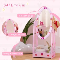 AIYAPLAY Kids Full Length Mirror, 360° Rotating Children Standing Mirror with Storage Shelf, Pink(m-5)