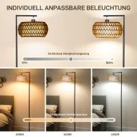 HOMCOM Led-vloerlamp met dubbele kap, dimbaar, 3 kleurtemperaturen, voor woonkamer, slaapkamer en kantoor, zwart(m-4)