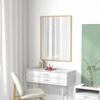 HOMCOM Espelho de Casa de Banho 70x90 cm Espelho de Parede Decorativo para Sala Entrada Corredor Horizontal ou Vertical Madeira(m-9)