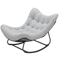 Outsunny Rattan Schommelstoel Tuinbank met Stalen Frame en Kussen Schommelbank 98 x 111 x 74 cm Grijs(m-10)