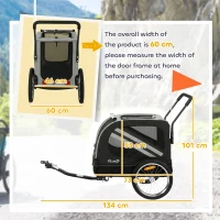 PawHut 2-In-1 Pet Bike Trailer Dog Stroller Pushchair with Universal Wheel Reflector Flag Grey(m-3)