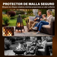 Outsunny Brasero de Exterior con Chimenea Cónica 41x40,5x97 cm Acero al Carbono con Malla Protectora para Patio Terraza Negro(m-5)