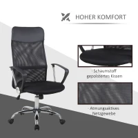 HOMCOM Ergonomische kantoorstoel gamestoel draaistoel gaming stoel schuimstof netstof zwart(m-7)