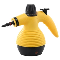 HOMCOM Pistola a Vapore Multiuso con 9 Accessori, Potenza 900-1050W e Serbatoio 350ml, 30x15x21cm, Giallo(m-10)