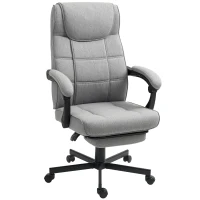 HOMCOM Ergonomische Bureaustoel met Massage en Ligfunctie Voetsteun Grijs(m-1)