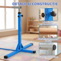 HOMCOM Bară pentru Gimnastică Artistică sau Dans Clasic Reglabilă pe Înălțime 92-150 cm, Albastră(m-6)