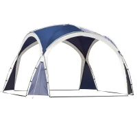 Outsunny Koepeltent voor 6-8 personen, paviljoen, bescherming tegen zon en motregen, 3,5 x 3,5 x 2,22 m, blauw+grijs(m-1)