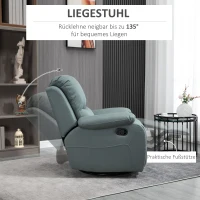 HOMCOM fauteuil met kantelverstelling tot 135°, 360 graden draaibaar, 93 cm x 100 cm x 98 cm, stalen frame, groen(m-4)