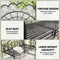 Outsunny Metal Garden Bench Loveseat with Slatted Seat, Black(m-5)