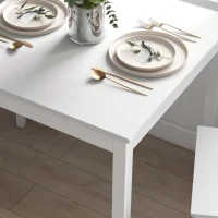 HOMCOM 3-delig Eettafelset Eetgroep Tafel met Stoelen, Grenenhout, Wit(m-9)