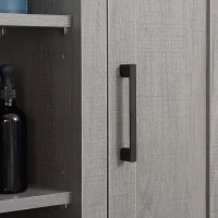 kleankin Armario de Baño de Pared con 3 Estantes Abiertos y 1 Puerta Mueble Auxiliar Suspendido Moderno 48x20x50 cm Gris(m-9)