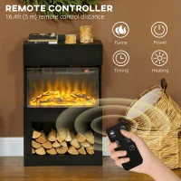 HOMCOM 19" Electric Fireplace with Surround, 3D Flame Effect, 6 Colours & 3 Brightness Levels, 1000W/2000W Black Electric Fire and Mantel Reach up to 30㎡ Space with Remote & Timer, 3 Sided View(m-7)