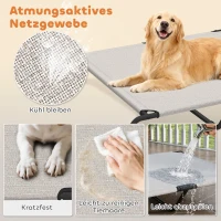 PawHut Hondenligbed Outdoor, Verhoogd hondenbed voor grote honden, met stalen frame, ademend netweefsel, 152x94x23 cm, Beige(m-5)