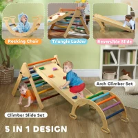AIYAPLAY 5-in-1 Toddler Climbing Frame with Ramp, Arch, for 18-48 Months, Multicoloured(m-4)