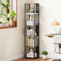 HOMCOM 5-Tier Bookshelf with Steel Frame - Grey(m-10)