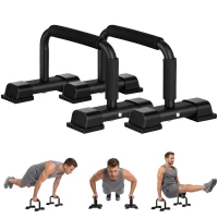 HOMCOM opdrukgrepen, set van 2, antislip opdrukgrepen, opdrukstangen, parallettes, opdrukoefeningen voor spier- en krachttraining, staal(m-13)