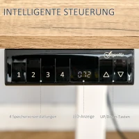 Vinsetto elektrisch bureau computertafel in hoogte verstelbaar metaal naturel wit(m-5)