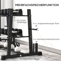 SPORTNOW hantelstandaard voor dumbells, kantelbare dumbells, halterschijven, 3 niveaus, aanpasbaar, staal, 131 x 75 x 80 cm, zwart(m-4)