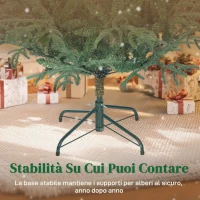 HOMCOM Albero di Natale Artificiale da 180 cm e Ignifugo con 1814 Rami Realistici, Base in Metallo Pieghevole(m-7)