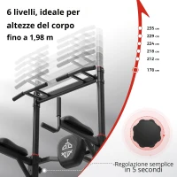 Power Tower Stazione per Dip, Barra per Trazioni, base a doppio triangolo, multifunzionale, 107,4x81,3x235 cm, Nero(m-8)
