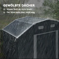 Outsunny Tuinhuis gereedschapsschuur tuinhuis, weerbestendig, 2 ramen, 2 deuren, 238 x 132 x 198,5 cm, Donkergrijs(m-6)