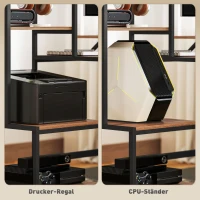 HOMCOM Computerbureau met monitorstandaard, 4-laags plank, industrieel design, bruin(m-6)