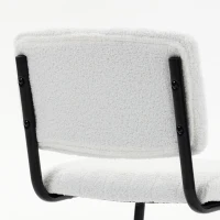 HOMCOM Eetkamerstoelen set van 2 met modern sledeframe, hoge rugleuning en teddylook, voor keuken of eettafel, crème(m-12)