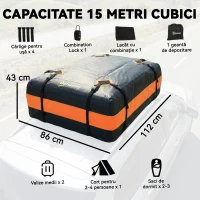 Outsunny Portbagaj de Plafon Impermeabil cu Curele, 425 Litri, Portocaliu și Negru(m-3)