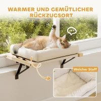 PawHut Kattenhuis met beugel voor vensterbanken en radiatoren, kussen, houten frame, wit(m-7)