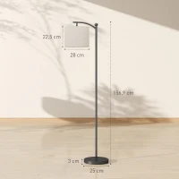 HOMCOM Vloerlamp met verstelbaar licht, voetschakelaar, afstandsbediening, metaal, zwart(m-3)