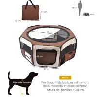 PawHut Recinto pieghevole portatile per piccoli animali in Oxford Ø90x41 cm, marrone(m-3)