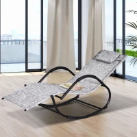Outsunny Lettino Sedia Sdraio a Dondolo Zero-gravity da Giardino, Impermeabile, Sedia a Dondolo Esterno con Poggiatesta, Grigio 160x61x79 cm(m-2)