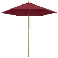 Outsunny Parasol de Jardin en  Bois Rouge Ø2.5 m x 2.25 m(m-1)