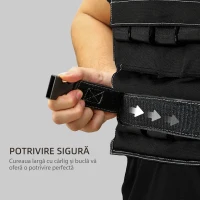 SPORTNOW Vestă cu Greutăți Reglabilă 20 kg cu 20 de Greutăți, Vestă cu Benzi Reflectorizante, 50x40 cm, Neagră(m-5)