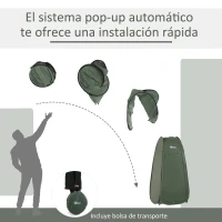 Outsunny Tienda de Ducha Pop Up con Protección UV Techo Impermeable y Asa para Camping Playa 100x100x185 cm Verde(m-4)