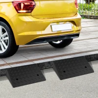 HOMCOM oprijplaat, oprijplaten, 2 stuks rubberen oprit, drempeloprijplaat, oprijhulp voor auto's, rubber 48 x 32 x 13 cm oprijplaat oprijplaten oprit rubber oprijplaat auto | Aosom.de(m-2)