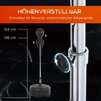 HOMCOM Boksbalset set voor bokstraining staande bokszak met rode handschoenen, in hoogte verstelbaar PU + staal + PE ø 48 x 136-154 H cm(m-5)