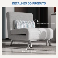 HOMCOM Sofá-Cama Individual Dobrável com Encosto Ajustável 5 Posições, Almofada e Revestimento em Linho Sintético, 75x70x75 cm, Cinzento(m-7)