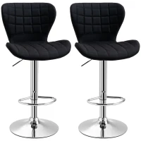 HOMCOM Lot de 2 Tabourets de Bar Design Contemporain Hauteur d'assise réglable 59-81 cm pivotant 360° Lin Noir(m-1)