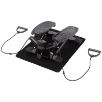 HOMCOM Portable Mini Stepper, Exercise Fitness Machine for Legs Arms Thigh Toner Toning Machine, Stair Steps Workout Training Fitness, w/ Resistance Bands and Floor Mat, Black(m-9)