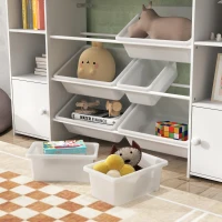 AIYAPLAY Scaffale Portagiochi per Bambini con 8 Contenitori Rimovibili e Armadietti, 140x30x90 cm, Bianco(m-8)