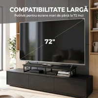 HOMCOM Suport Monitor Birou, Ridică din Lemn cu 2 Compartimente pentru Depozitare, Negru(m-5)