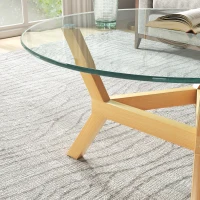 HOMCOM Runder Beistelltisch aus gehärtetem Glas mit verstellbaren Fußpolstern und Stahlrahmen, für Wohnzimmer, Schlafzimmer(m-8)