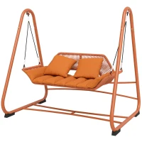 Outsunny Hollywoodschommel, Tuinschommel met Kussens, Frame, Voor Tuin, Balkon, 174 x 120 x 162 cm, Metaal, Terracotta(m-14)