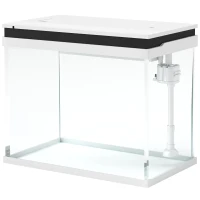 PawHut 41 Liter Glas-Aquarium met Filtersysteem, LED-Verlichting, Waterpomp, voor Diverse Vissoorten, Wit(m-11)