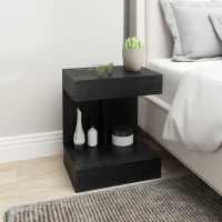 HOMCOM Nachtkastje, Bijzettafel met Lade en Open Opbergruimte, Modern Sofa Tafel met Schap voor Verschillende Ruimtes, Zwart(m-2)