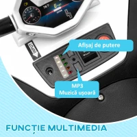 AIYAPLAY ATV Electric pentru Copii 12V cu 2 Motoare, Suspensii, Faruri LED, MP3, 37-60 Luni, Interior Exterior, Alb(m-7)