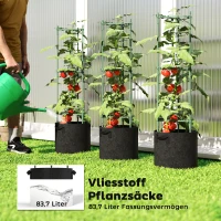 Outsunny Hoogbed met rankrek 83,7 liter zakken 3-delige set driehoekige plantenbak tomatensteun 35 x 35 x 120 cm(m-5)